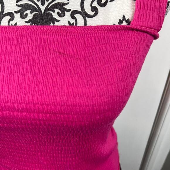 Paper Crane hot pink smocked wide striped tank top.  Size S - Picture 4 of 8